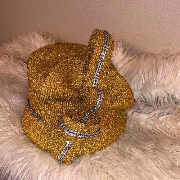 Gold sparkly church hat